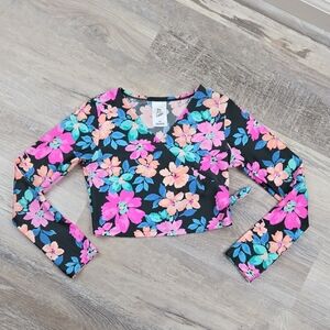 Art Class Rashguard Girls 8 Swim Shirt Top Suit Floral Pink Blue Organge Aqua